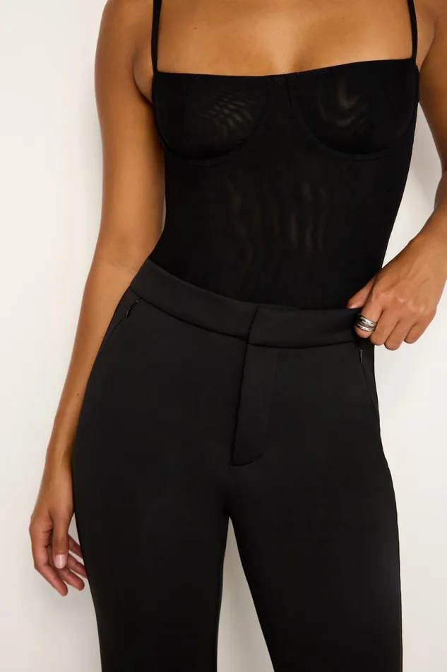 Women GOOD AMERICAN Pants SCUBA CROPPED STRAIGHTTROUSERS Black001