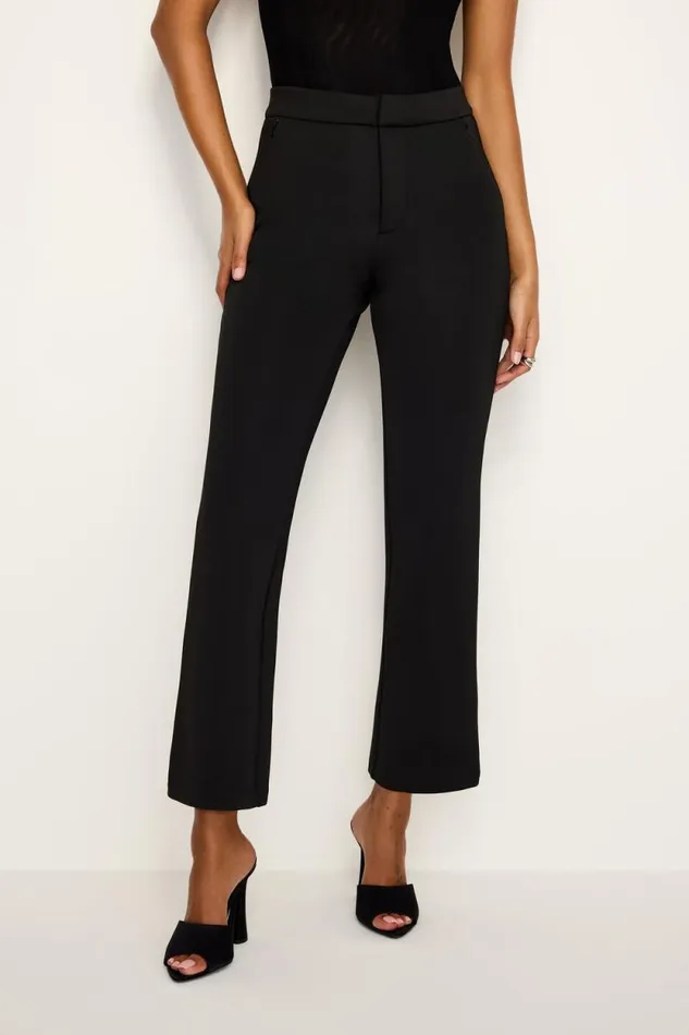 Women GOOD AMERICAN Pants SCUBA CROPPED STRAIGHTTROUSERS Black001