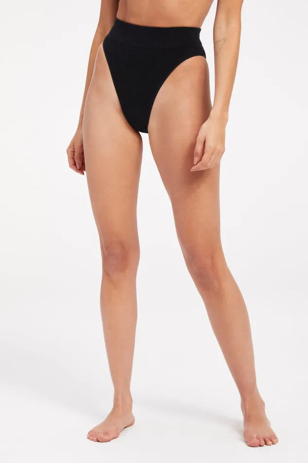 Women GOOD AMERICAN Pants TERRY GOOD WAISTBOTTOM Black001