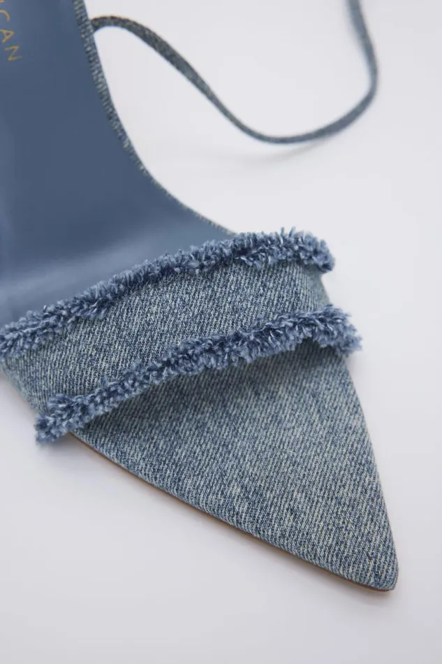 Women GOOD AMERICAN Shoes LACE UPHEELS Blue Denim002