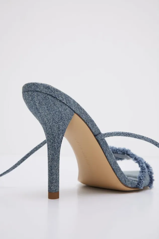 Women GOOD AMERICAN Shoes LACE UPHEELS Blue Denim002