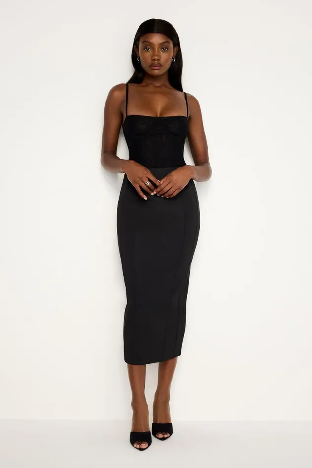 Women GOOD AMERICAN Shorts and Skirts SCUBA REVERSIBLE PENCILSKIRT Black001