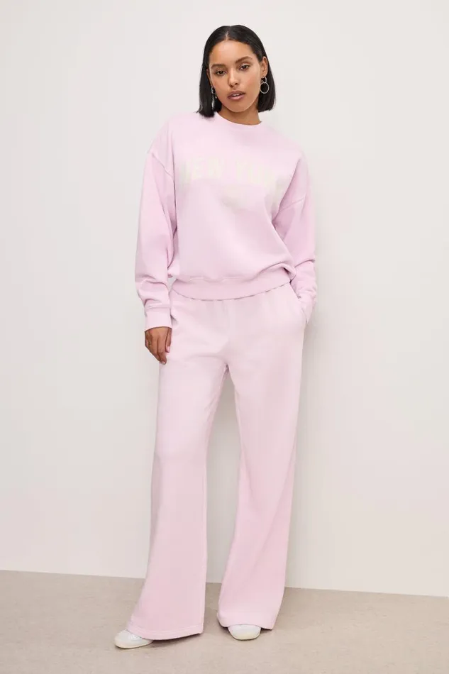 Women GOOD AMERICAN Sweaters NEW YORK GRAPHICSWEATSHIRT Washed Cotton Candy Pink001 Women GOOD AMERICAN Sweaters NEW YORK GRAPHICSWEATSHIRT Washed Cotton Candy Pink001