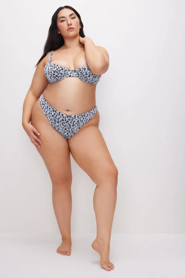 Women GOOD AMERICAN Swim ALWAYS FITS DEMI BIKINITOP Glass Leopard001