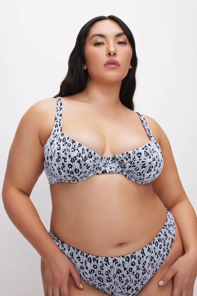 Women GOOD AMERICAN Swim ALWAYS FITS DEMI BIKINITOP Glass Leopard001