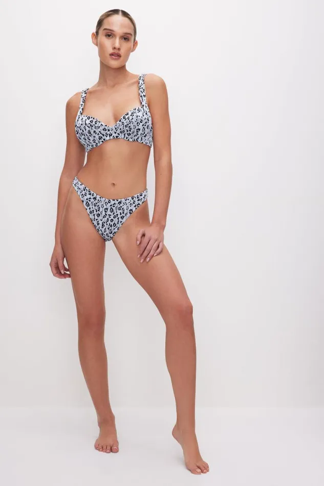 Women GOOD AMERICAN Swim ALWAYS FITS DEMI BIKINITOP Glass Leopard001