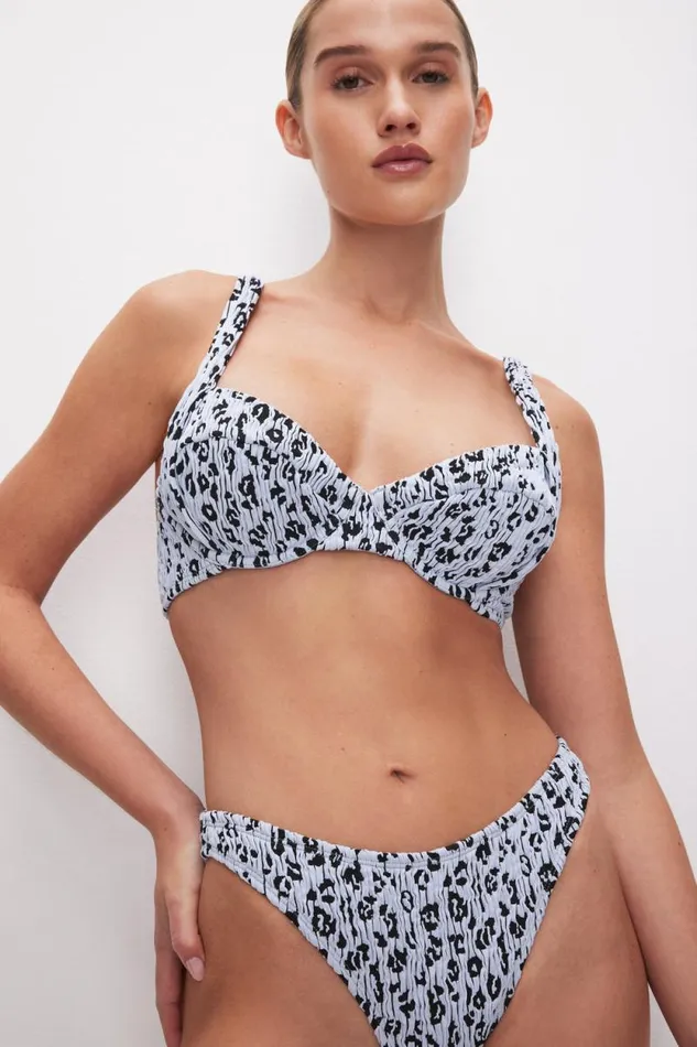 Women GOOD AMERICAN Swim ALWAYS FITS DEMI BIKINITOP Glass Leopard001