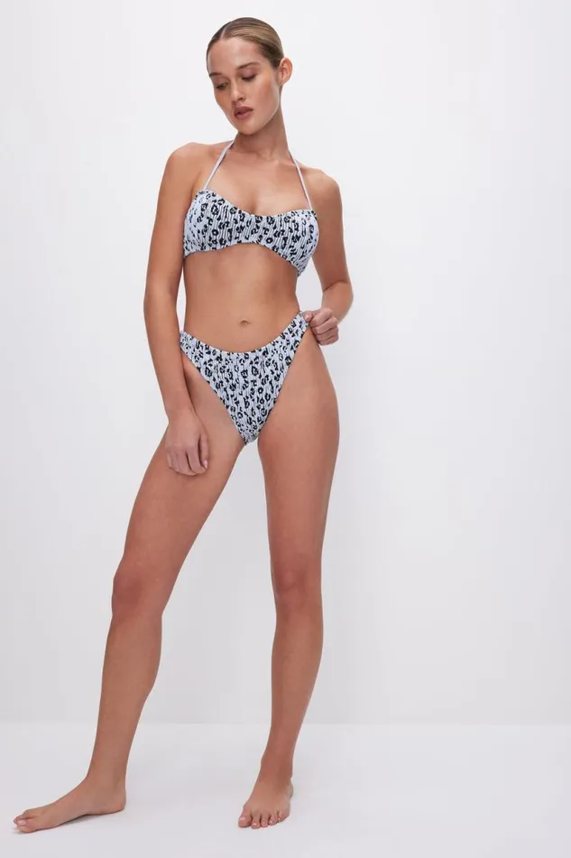 Women GOOD AMERICAN Swim ALWAYS FITS DEMI BIKINITOP Glass Leopard001