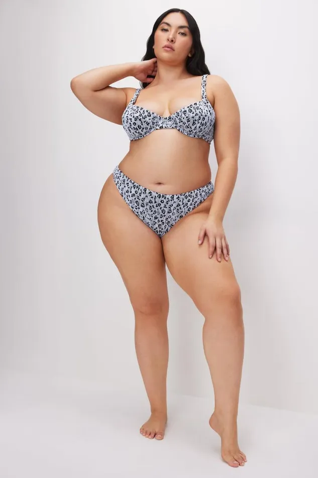 Women GOOD AMERICAN Swim ALWAYS FITS DEMI BIKINITOP Glass Leopard001