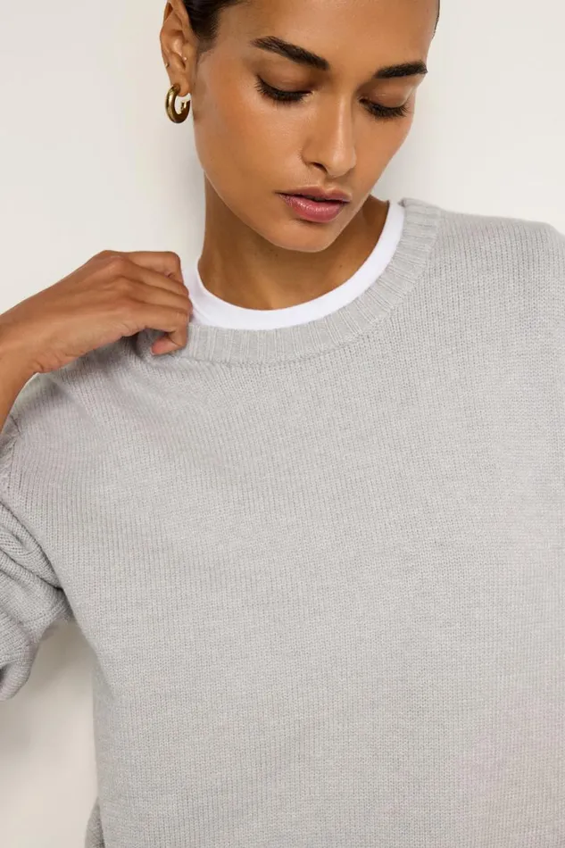 Women GOOD AMERICAN Tops COZYCREWNECK Heather Grey001