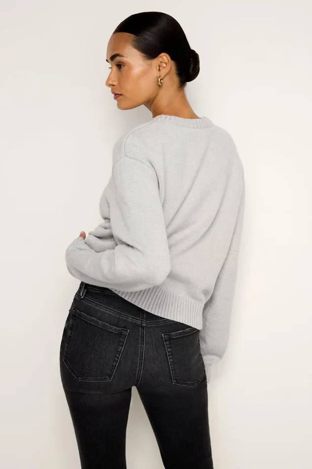 Women GOOD AMERICAN Tops COZYCREWNECK Heather Grey001