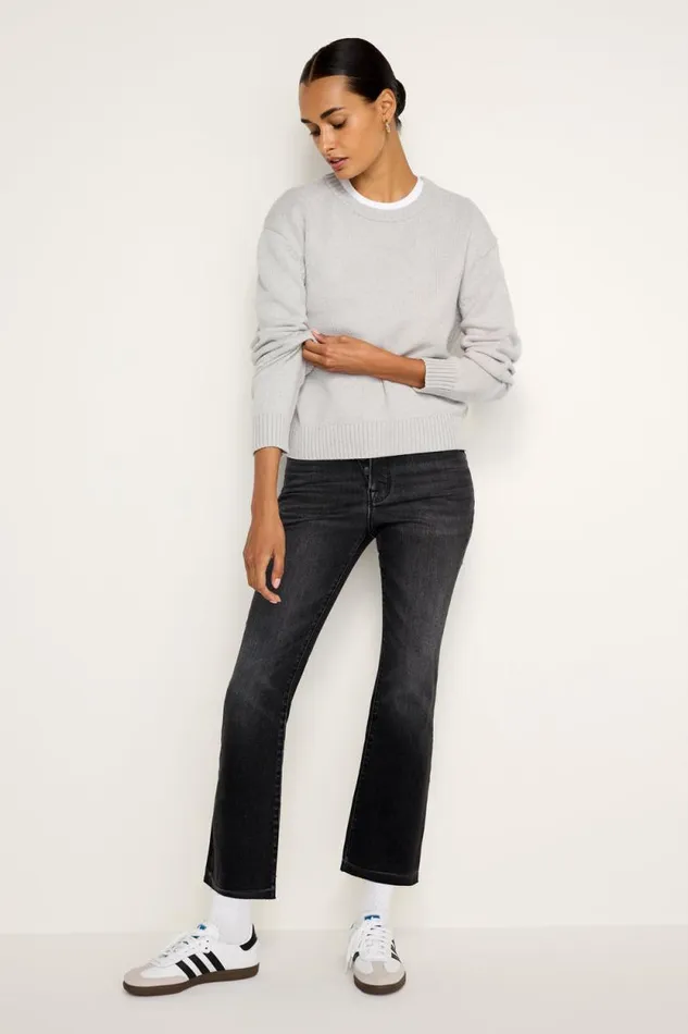 Women GOOD AMERICAN Tops COZYCREWNECK Heather Grey001