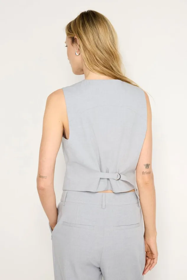 Women GOOD AMERICAN Tops ESSENTIAL SUITINGVEST Heather Grey001