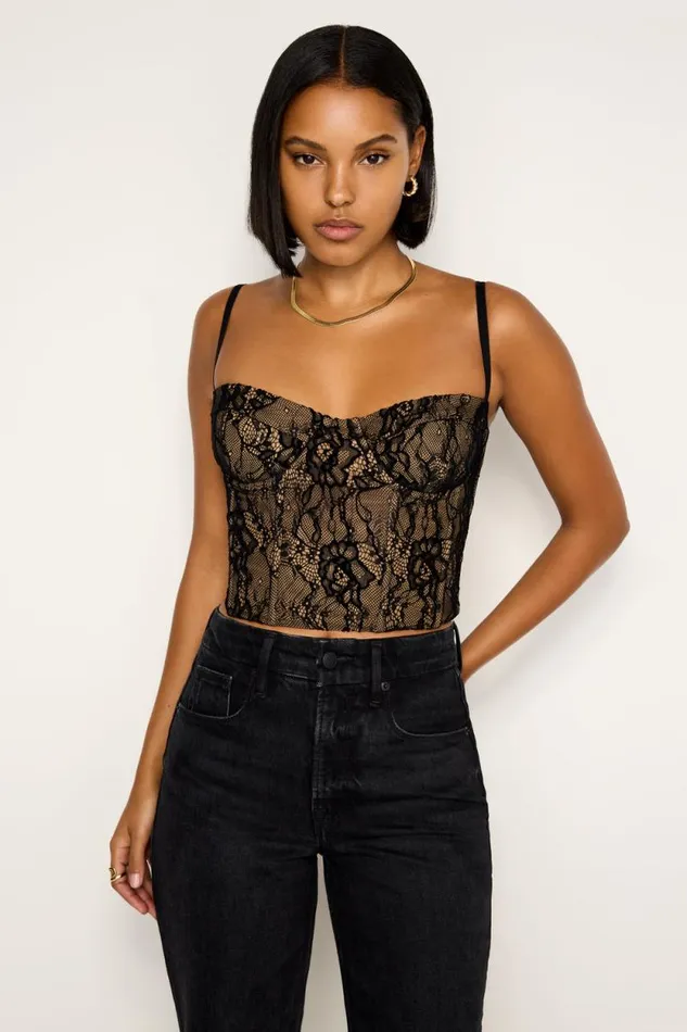 Women GOOD AMERICAN Tops LACEBUSTIER Black001