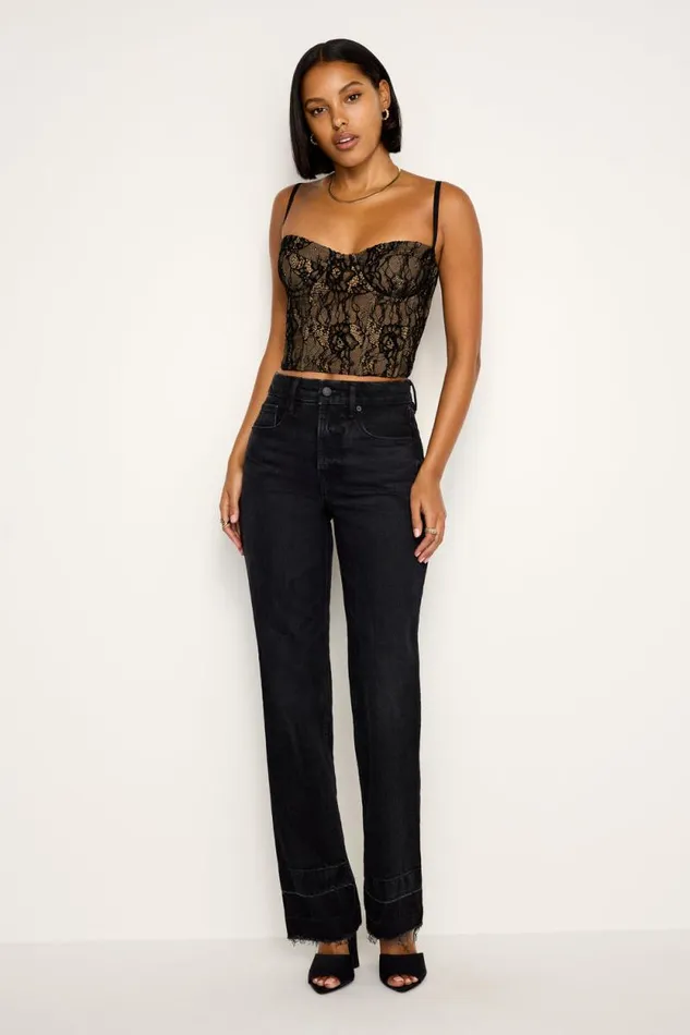Women GOOD AMERICAN Tops LACEBUSTIER Black001