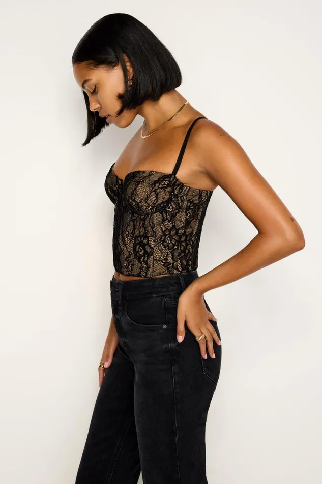 Women GOOD AMERICAN Tops LACEBUSTIER Black001