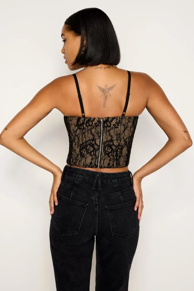 Women GOOD AMERICAN Tops LACEBUSTIER Black001