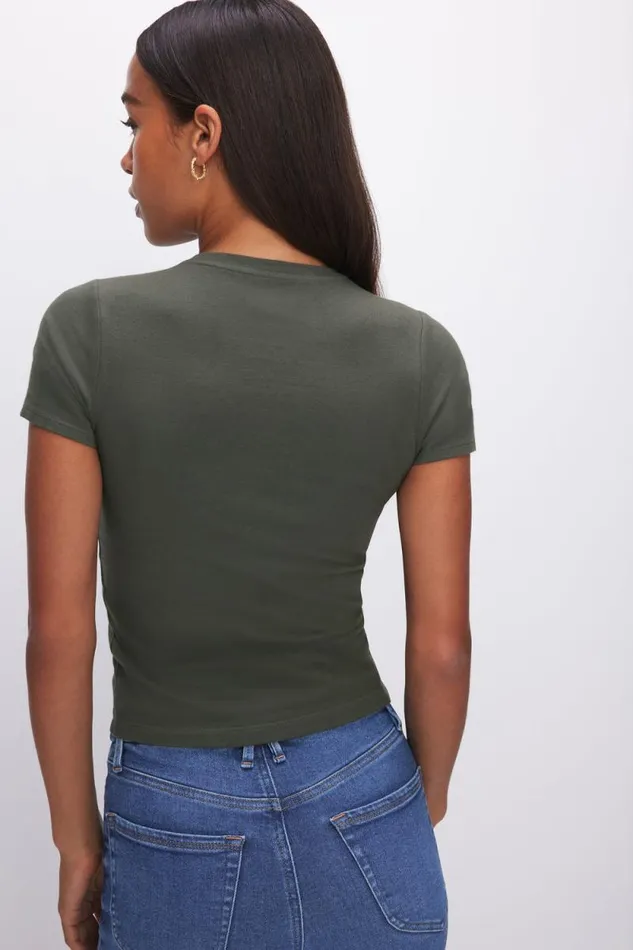 Women GOOD AMERICAN Tops SUPER STRETCH BABYTEE Fatigue001