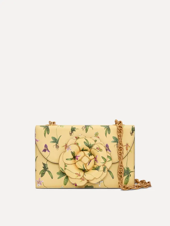 Women Handbags Oscar De La Renta Orchid Printed TRO Bag Butter