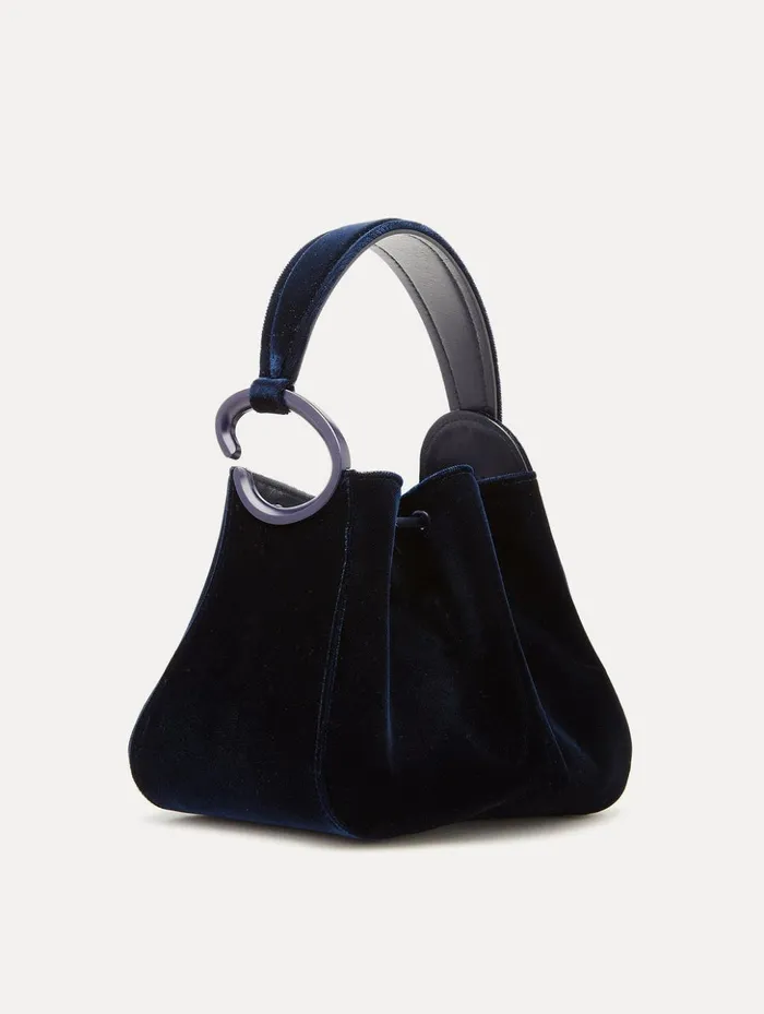 Women Handbags Oscar De La Renta Velvet O Handle Bag Navy