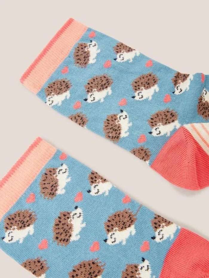 Women Hedgehog Ankle Sock Blue Multi White Stuff Socks