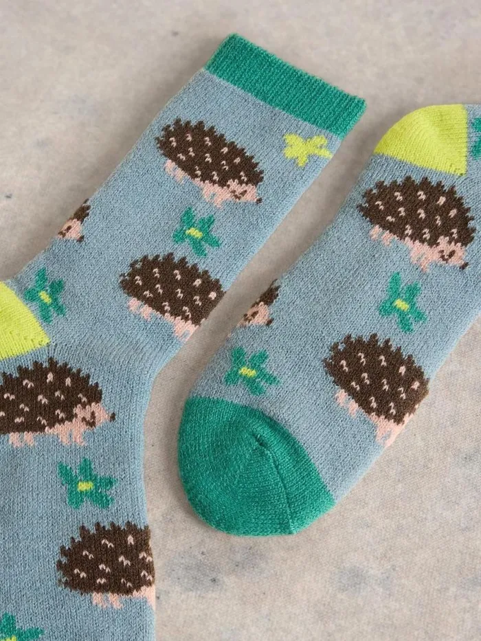 Women Hedgehog Cabin Sock Blue Multi White Stuff Socks