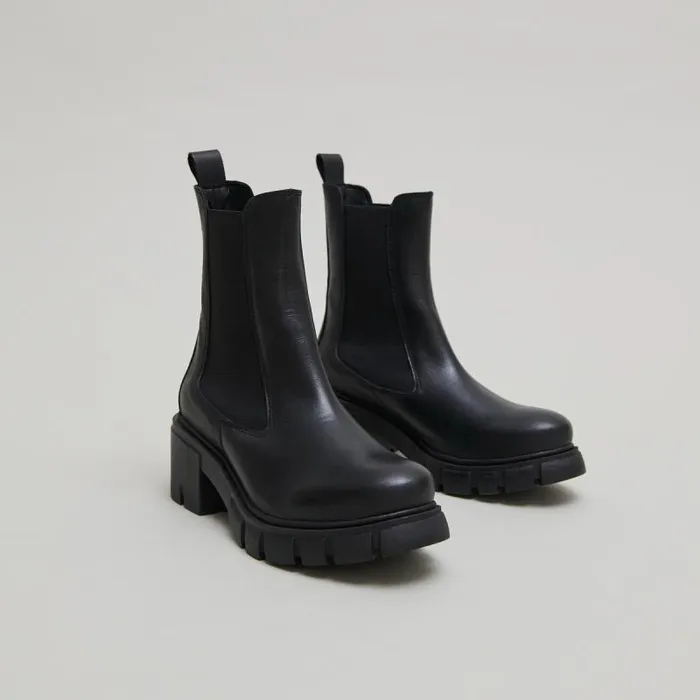 Women Heeled Boots With Notched Soles Black JONAK Ankle Boots Lowboots