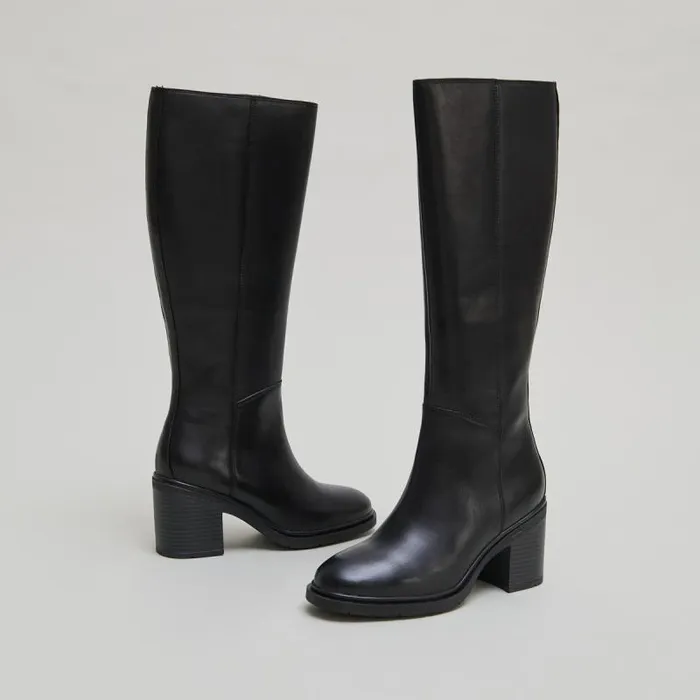 Women Heeled Boots With Rounded Toes Black JONAK Boots Thighhigh Boots