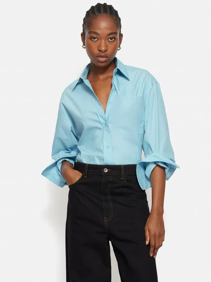 Women Heritage Cotton Relaxed Shirt Blue Jigsaw Shirts and Tops