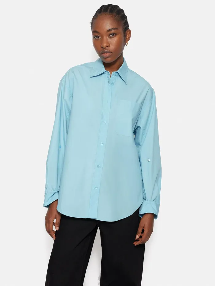 Women Heritage Cotton Relaxed Shirt Blue Jigsaw Shirts and Tops