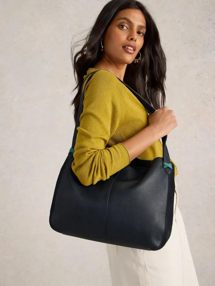 Women Hettie Leather Zip Tote Dark Navy White Stuff Bags and Purses