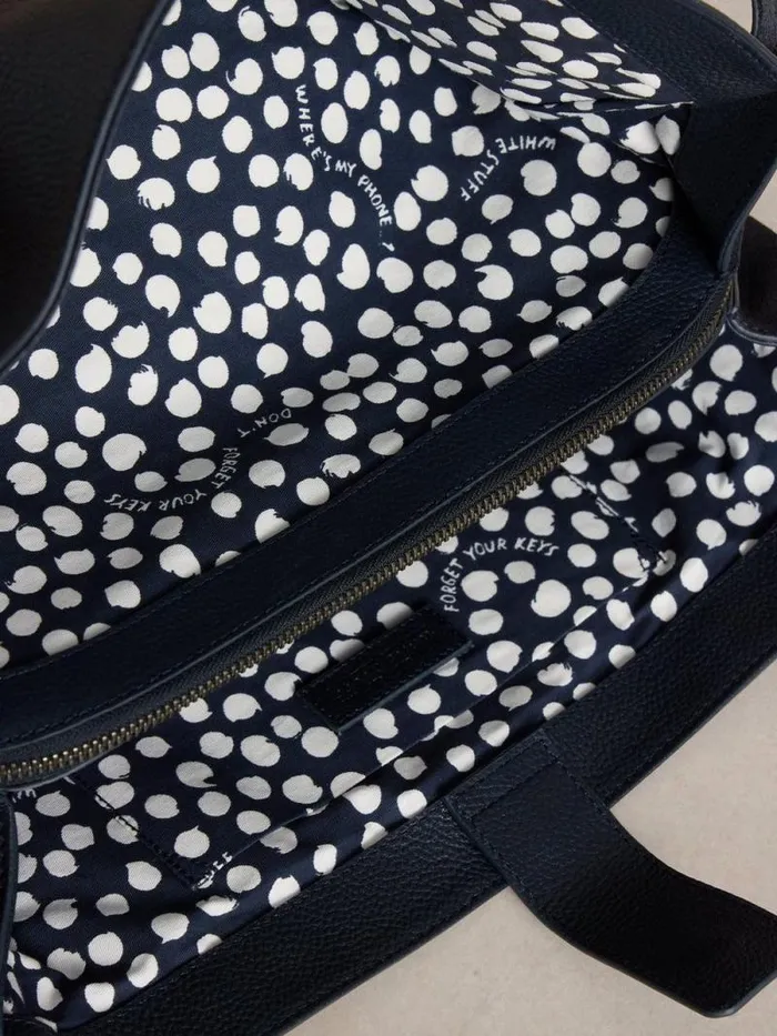 Women Hettie Leather Zip Tote Dark Navy White Stuff Bags and Purses