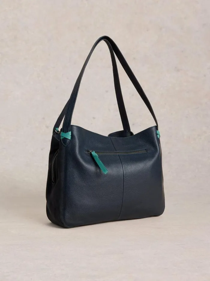 Women Hettie Leather Zip Tote Dark Navy White Stuff Bags and Purses