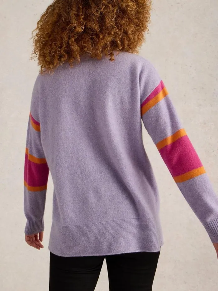 Women HOLLY STRIPE CASHMERE JUMPER Purple Multi White Stuff Knitwear Women HOLLY STRIPE CASHMERE JUMPER Purple Multi White Stuff Knitwear