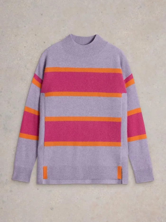 Women HOLLY STRIPE CASHMERE JUMPER Purple Multi White Stuff Knitwear Women HOLLY STRIPE CASHMERE JUMPER Purple Multi White Stuff Knitwear