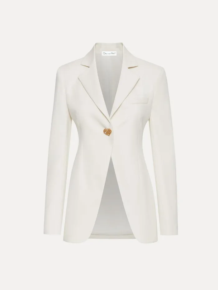 Women Jackets and Coats Oscar De La Renta Button Detail SingleBreasted Blazer Ivory
