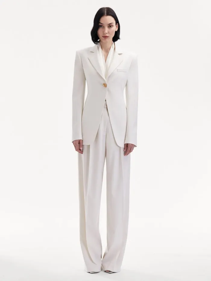 Women Jackets and Coats Oscar De La Renta Button Detail SingleBreasted Blazer Ivory
