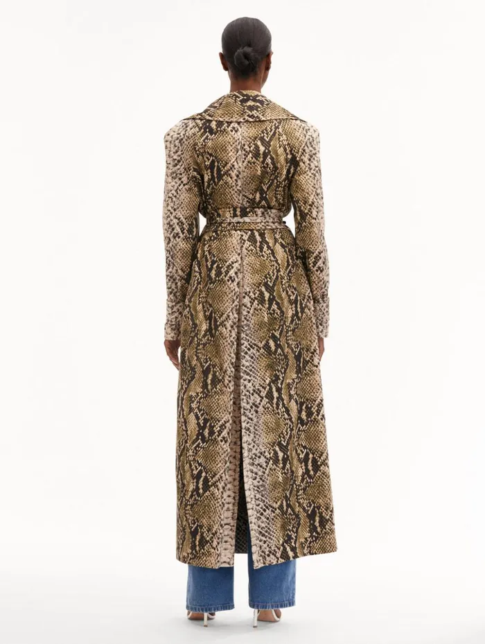 Women Jackets and Coats Oscar De La Renta Snake Cotton Trench Coat Olive Women Jackets and Coats Oscar De La Renta Snake Cotton Trench Coat Olive
