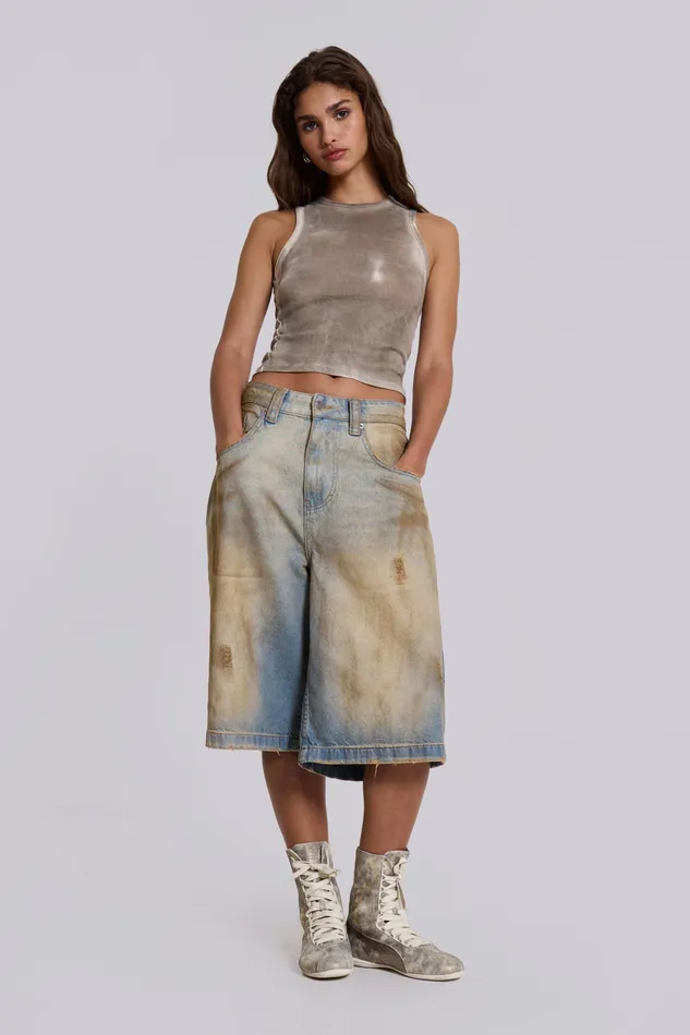 Women Jaded London Shop Mud Wash Colossus Jorts Tops