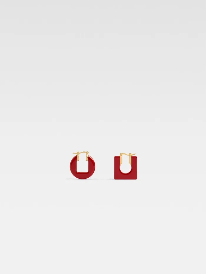 Women Jewellery JACQUEMUS The Rond Carr Earrings Red
