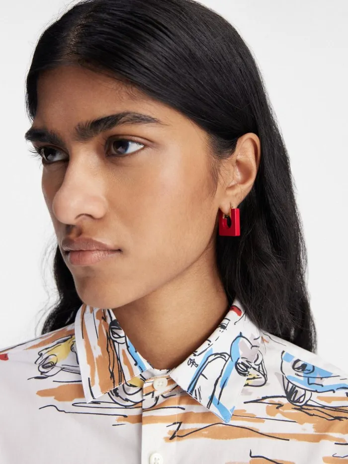 Women Jewellery JACQUEMUS The Rond Carr Earrings Red