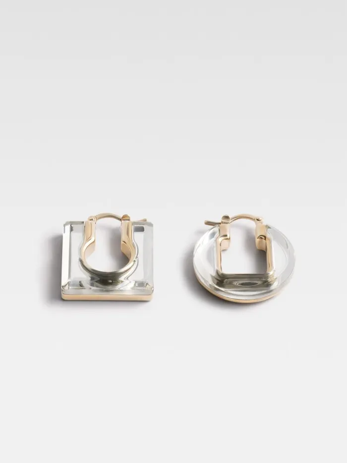 Women Jewellery JACQUEMUS The Rond Carr Earrings Silvertransparent Women Jewellery JACQUEMUS The Rond Carr Earrings Silvertransparent