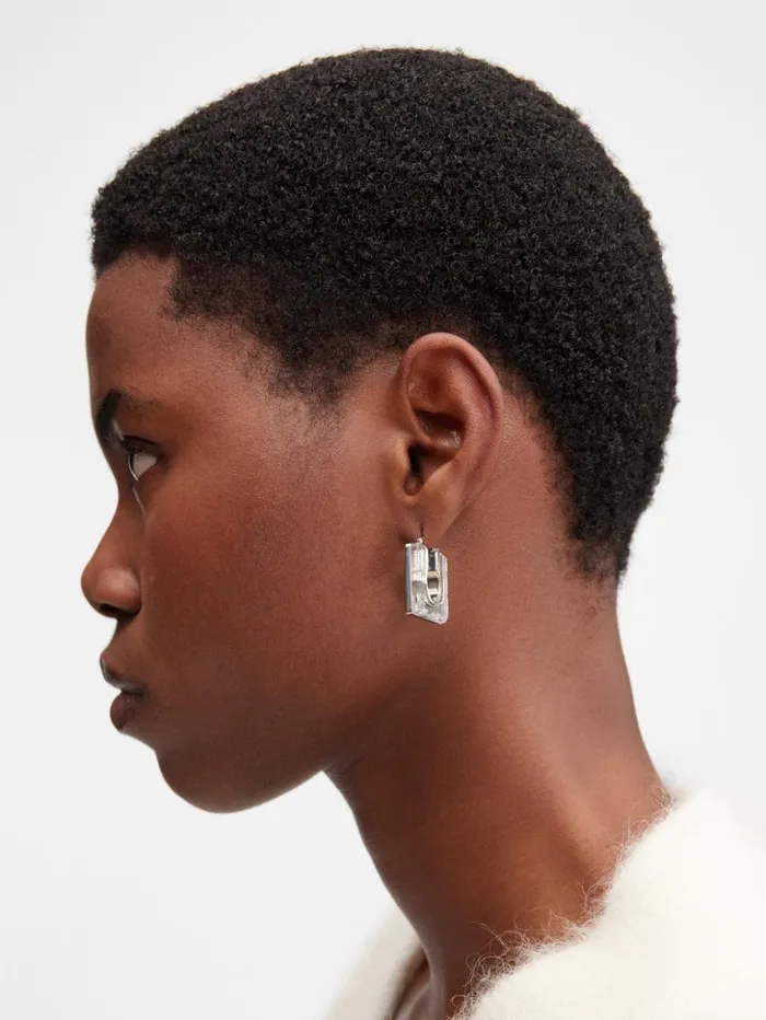 Women Jewellery JACQUEMUS The Rond Carr Earrings Silvertransparent Women Jewellery JACQUEMUS The Rond Carr Earrings Silvertransparent