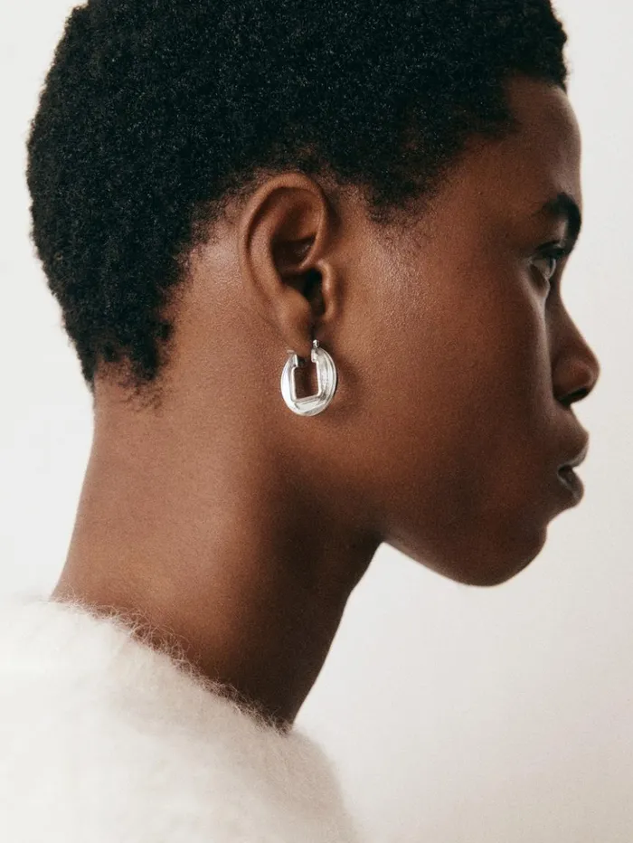Women Jewellery JACQUEMUS The Rond Carr Earrings Silvertransparent Women Jewellery JACQUEMUS The Rond Carr Earrings Silvertransparent