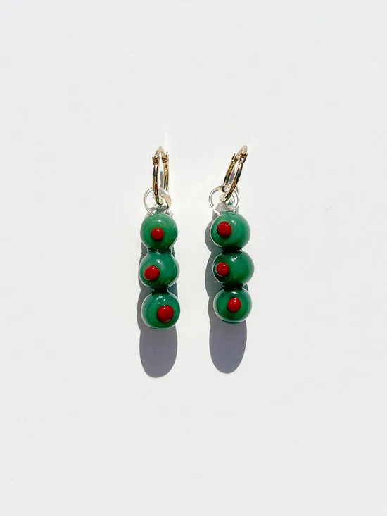 Women Jewelry Lisa Says Gah Martini Olives Hoops Green