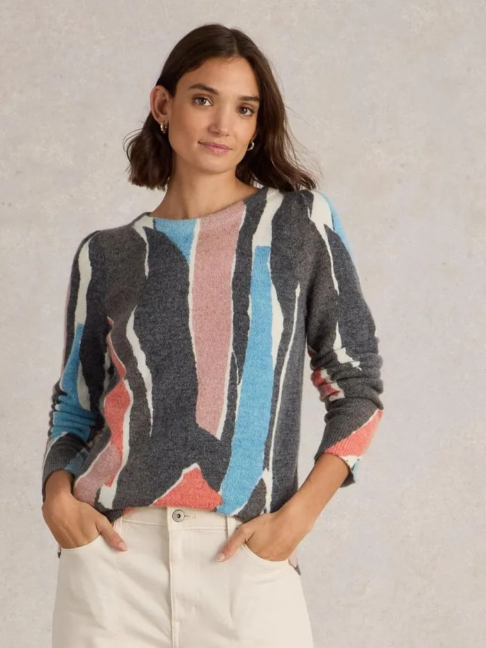 Women JODIE JUMPER Blue Print White Stuff Knitwear Women JODIE JUMPER Blue Print White Stuff Knitwear