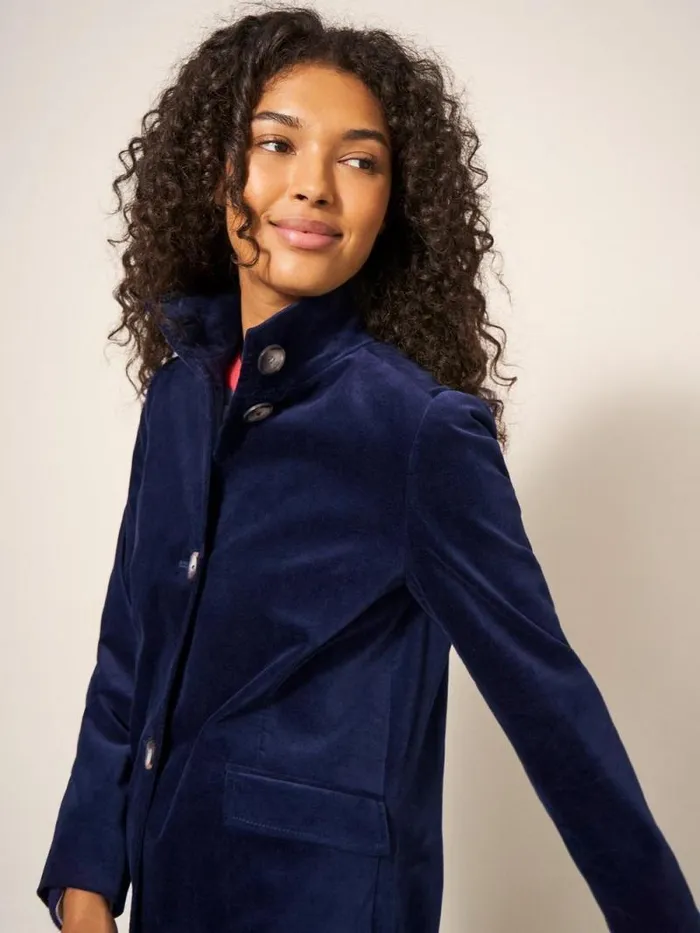Women Karla Smart Velvet Coat Dark Navy White Stuff Coats and Jackets