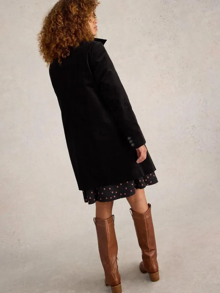 Women Karla Velvet Coat Pure Black White Stuff Coats and Jackets