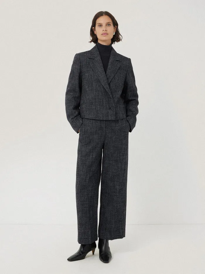 Women Kelvin Boucle Cropped Jacket Navy Jigsaw Coats and Jackets