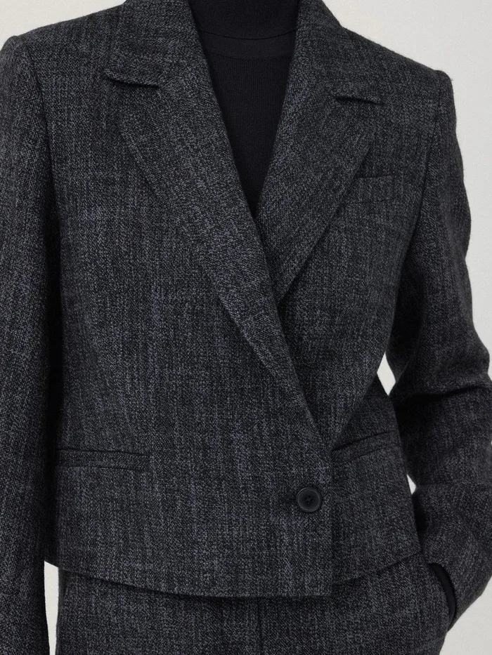 Women Kelvin Boucle Cropped Jacket Navy Jigsaw Coats and Jackets